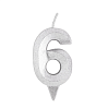 картинка Свеча в торт "Грань", цифра "6", серебряный металлик, 7.8см. 