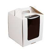 картинка Упаковка для торта с ручками и окном, белая, 24*24*h26см. 