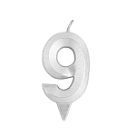 картинка Свеча в торт "Грань", цифра "9", серебряный металлик, 7.8см. 