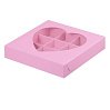 картинка Упаковка для 9 конфет с окном сердце - Розовая матовая, 155х155хh30 мм 