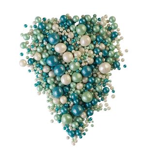 картинка Драже "Жемчуг бирюза, изумруд, серебро", микс, 75гр. 