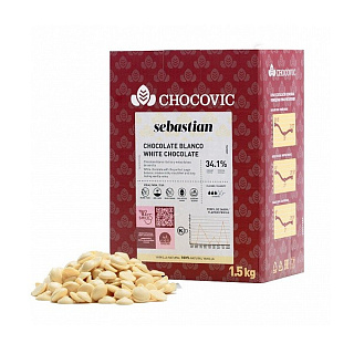 картинка Шоколад белый Sebastian 33,1%, Chocovic, 1,5кг. 