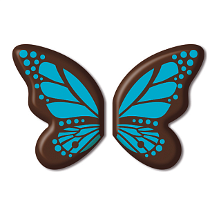 картинка Украшение из темной глазури, "Бабочка крылья", голубой, 168шт. 