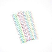 Трубочки для напитков, белые в цветную полоску, 50шт. 