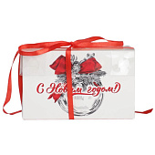 картинка Упаковка на 2 капкейка с "С Новым годом!" 16*8*10см. 