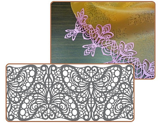 Рельефный силиконовый коврик для создания кружев - "Бордюр с бабочками", 30*40см. (40-WD003) 
