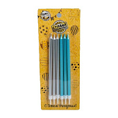 картинка Свечи, серебряные и голубые, 6шт. 