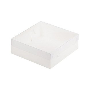 картинка Упаковка для зефира, тортов и пирожных - Белая, 200х200х70 мм 
