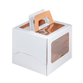 картинка Упаковка для торта с ручками и окном, белая, 22*22*h20см. 