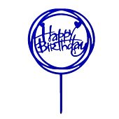 картинка Топпер для торта  "С днём рождения", акриловый, синий 