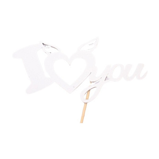 картинка Топпер для торта - "I сердечко с крылышками YOU", белый 