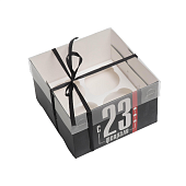картинка Упаковка на 4 капкейка "23 февраля", 16*16*10см. 