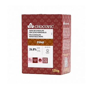 картинка Капли термостабильные из молочного шоколада Rosa 28,3%, Chocovic, 1,5кг. 