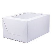 картинка Упаковка для торта с окном, прямоугольная, белая, 40*30*h20см. картинка Упаковка для торта с окном, прямоугольная, белая, 40*30*h20см.