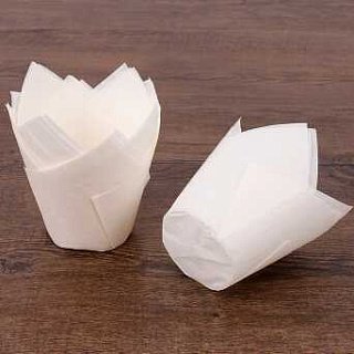 Бумажные формы для выпечки "Тюльпан", белый, 50*h75мм., 3200шт.