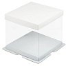 картинка Упаковка для торта Премиум с пьедесталом прозрачная - Белая, 260х260хh280мм 