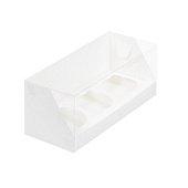 картинка Упаковка с пластиковой крышкой на 3 капкейка - Белая, 240х100х100мм. картинка Упаковка с пластиковой крышкой на 3 капкейка - Белая, 240х100х100мм.