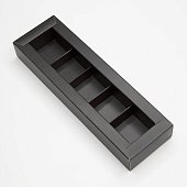 картинка Упаковка для 5 конфет с пластиковой крышкой, чёрная, 235*70*30мм картинка Упаковка для 5 конфет с пластиковой крышкой, чёрная, 235*70*30мм
