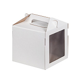 картинка Упаковка под торт, пряничный домик и кулич, белая, 20*20*h20см. картинка Упаковка под торт, пряничный домик и кулич, белая, 20*20*h20см.