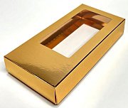 картинка Упаковка под дубайский шоколад с окном, золотая, 15,5*7,5*2,5см. картинка Упаковка под дубайский шоколад с окном, золотая, 15,5*7,5*2,5см.