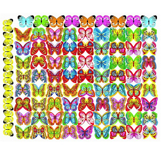 картинка Бабочки вафельные односторонние, микс, 180шт. 