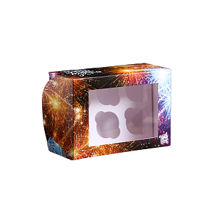 картинка Упаковка на 6 капкейков с окном "Новый год", 25*17*10см. 